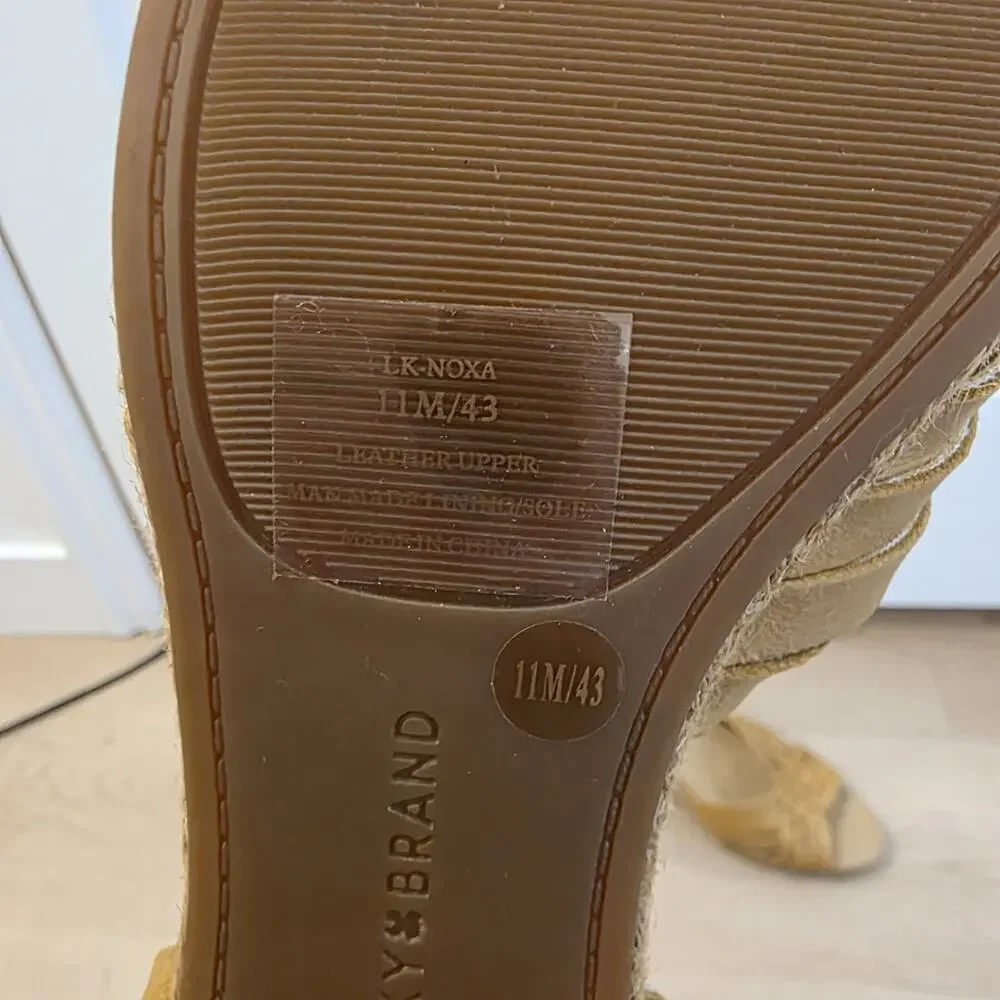 Lucky Brand Yellow‎ Leather Noxa Block Heel Bohemian Summer Sandals Size 11M